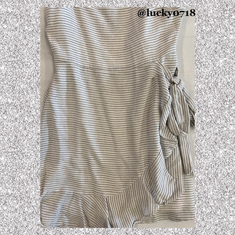 Cotton Candy LA NWT Laura Black and White Striped Ruffle Wrap Mini Dress Sz S - Picture 5 of 11